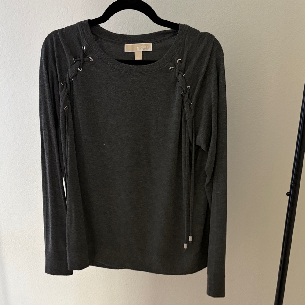 Michael Kors Dark Gray Lace-Up Sweatshirt